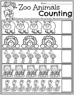 zoo animals counting worksheet for kids to practice counting and number recognition with numbers