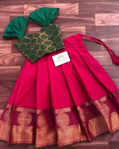 Pattu Paavadai Ideas, Kids Pattupavada Designs, Kids Pattupavada Blouse Designs, Pattupavadai Designs For Kids, Pattupavada For Kids, Pattu Pavada