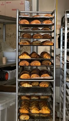 a rack filled with lots of baked goods