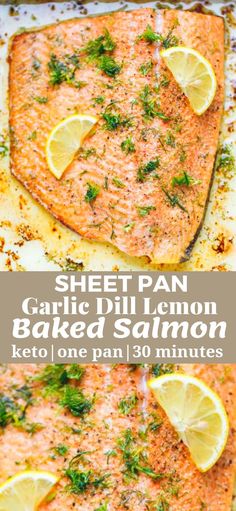 sheet pan garlic dill lemon baked salmon with keto and one pan 30 minutes