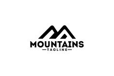 the mountains logo is shown in black and white