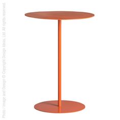 an orange table with a round base on it's side, viewed from the top