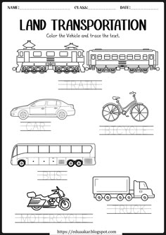 Transportation Worksheet for UKG Vehicles Activities For Preschool, English Worksheets For Ecd, Transportation Land Preschool, Means Of Transport Worksheet For Kindergarten, Transportation For Preschoolers