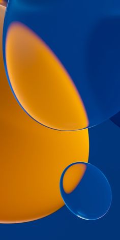 an abstract image of blue, yellow and orange shapes