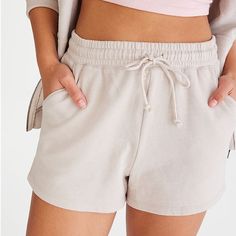 Brand: Aeropostale Size: Medium - Features: Elastic Waist With Drawstrings Pockets Soft Lining 60% Cotton 40% Polyester - Please Message Me With Any Concerns And Questions! Comfortable Beige Shorts, Casual Neutral Shorts With Pockets, Casual Beige Shorts For Leisure, Casual Neutral Shorts With Elastic Waistband, Casual Neutral Cotton Shorts, Beige Relaxed Fit Shorts For Leisure, Beige Everyday Shorts, Casual Neutral Bottoms With Built-in Shorts, Casual Neutral Shorts