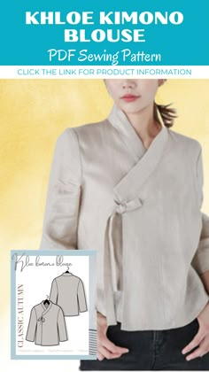 a woman wearing a blouse sewing pattern