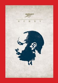 a poster with a man's head and the words henry on it in blue ink