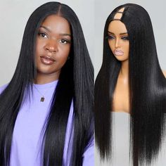 The Yaki Straight V Part Wig allows you to wear your own real part with leave out and no lace. Unlike a lace wig, there are no little lace holes to try to conceal. No Lace, No Glue, No Leave-out Hair Material:100% Virgin Human Hair Hair Color:Natural Color WigDensity:150% Density V Part Wig Hair Length:14 inches-24 inches Available, Very Soft, Healthy and Thick Cap Size:22"-22.5" Average Size V Part Wig, U Part Wig, U Part, Glueless Wig, Sew In, Hair Length, No Sew, Natural Hair Color, Lace Wig