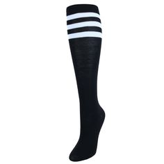 These extremely soft and colorful knee-high striped socks are the perfect match to completing a cool and trendy look. Six impressive colors to choose from, these socks have the right amount of spandex to prevent slipping and slouching. Fits shoe sizes 5-10. Made of 75%Acrylic, 15% Nylon, 10% Spandex Trendy Black Knee-high Socks For Winter, Spring Black Stretch Knee-high Socks, Trendy Black Stretch Knee-high Socks, Black Knee-high Socks For Fall, Trendy Thigh High Black Socks, Casual Thigh High Socks, Comfortable Stretch Black Knee-high Socks, Fitted Comfortable Black Socks, Casual Comfortable Thigh High Socks