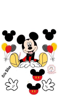 mickey mouse with balloons and numbers on it