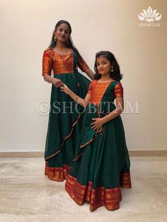 Long Frocks For Kids, Pattu Pavadai Designs, Mom Daughter Matching Dresses, Frocks For Kids, Mom Daughter Outfits, Simple Frock Design, Long Frock Designs, Kids Dress Collection, Long Gown Design