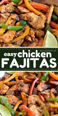 easy chicken fajitas with peppers and limes