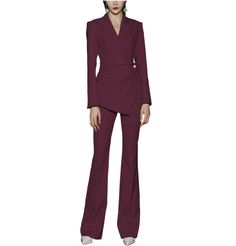 20% wool / 80% polyester Flat Include Blazer + Pants Peak Lapel Center Vent Single Buttons Real pocket Full lined Machine wash / Hand wash Color or size customization please note in the order Burgundy Suit Women, Womens Suit Vest, Blazer Suit Women, Burgundy Blazer, Burgundy Suit, Lapel Blazer, Peak Lapel, Suit Vest, Outfit Combinations