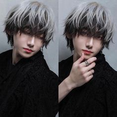 Silver Hair Men, Messy Hair Boy, Middle Part Hairstyles, White Hair Color, Mens Hairstyles Thick Hair, Instagram White