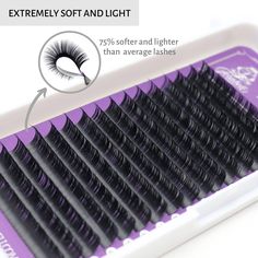 Violet Lash tray with flat classic lash extensions. Cashmere extremely soft and light lash extensions set. Flat Lashes Classic Eyelash Extensions, Ellipse Shape, Professional Eyelash Extensions, Individual Eyelash Extensions, Thick Lashes