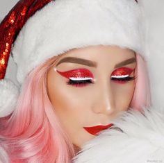 Holiday Eye Makeup, Xmas Makeup, Christmas Eyeshadow, Christmas Eye Makeup, Christmas Makeup Look, Holiday Makeup Looks, Red Makeup, Eye Makeup Designs, Winter Makeup