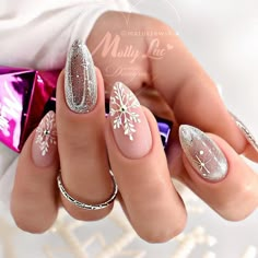 Nails Designer, Magic Nails, Snowflake Nails, New Year's Nails, Xmas Nails, Luxury Nails