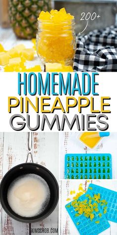 homemade pineapple gummies recipe with text overlay