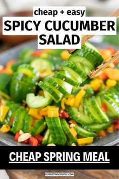 Easy Spring Kid Friendly Meal: healthy dinners delicious, dinner idea comfort foods, easy dinner idea and recipe No Starch Meals, Easy Dinner Party Recipes, Protein Dinners, Spicy Cucumber Salad, Kid Friendly Meals Easy, Spicy Cucumber, Spring Recipes Dinner, Spring Meals, Salad Dinner