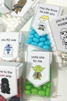 star wars printables and candy in plastic containers