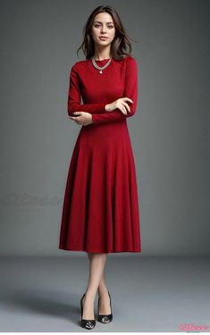 Qteee - Classic A-line Bodycon Knit Maxi Dress Ribbed Knit Bodycon Dress, Knit Bodycon Dress, Basic Skirt, Jersey Knit Dress, Fall Winter Dresses, Red S, Basic Dress, Red Midi Dress, Maxi Knit Dress