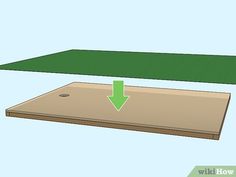 an image of a flat surface with green grass on the top and bottom part showing how to lay it