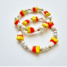 CANDY CORN bracelet TWO options available:  Bracelets are sold separately This listing is for ONE bracelet