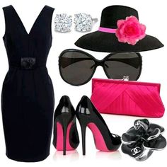 Love this! Ideas For Breakfast, Black And Hot Pink, Derby Dress