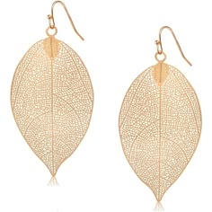 PRICES MAY VARY. STYLISH DESIGN - These lightweight drop earrings feature a long leaf silhouette with delicate plant vein details. Hanging from light fish hooks, these boho trendy yet elegant statement earrings easily transition from day to night, and will become the favorite fashion earring in your jewelry box. SUPERIOR QUALITY - Every detail has been fine-tuned for maximum quality, longevity, and comfort. Approximate measurements: 2.2 inches. Lightweight, high-shine gold tone plated brass. REA Light Fish, Boho Leaves, Leaf Silhouette, Western Earrings, Fish Hooks, Filigree Earrings, Trendy Boho, Western Jewelry, Drop Dangle Earrings