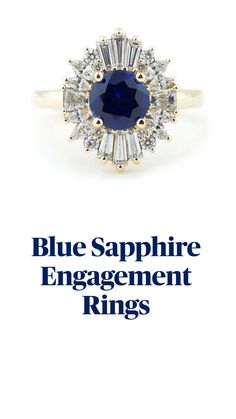 a blue sapphire and diamond cluster ring