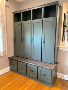 The Jim Hall Tree Mudroom Organization Entryway Coat - Etsy Canada Hall Tree With Doors, Entryway Lockers, Entry Way Lockers, Mudd Room, Newport House, Built In Lockers, Mudroom Cabinets, Entryway Hall Tree, Laundry Room/mud Room