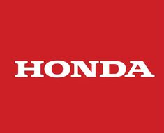 the word honda on a red background with white letters that read,'honda '