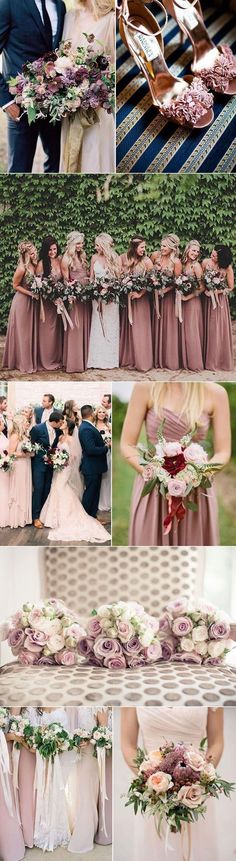 a collage of photos showing different types of bridesmaid's bouquets