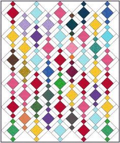 a quilt pattern with different colored squares on the front and back, all in one row