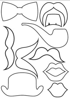 an image of different shapes and sizes of the face with bow ties, lips, and mustaches