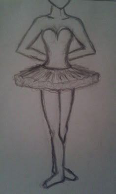 a drawing of a ballerina girl in a tutu and leotard skirt