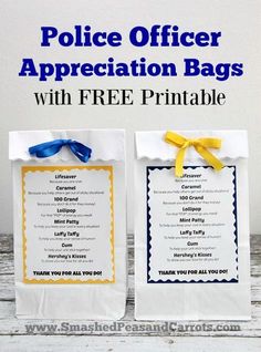 two bags with free printable tags on them