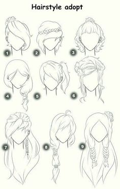 the steps to draw hairstyles for girls with different hair types and styles, including braid