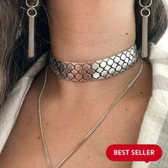 "Welcome to my store! I invite you to enjoy our massive holiday gift sale!! Up to 20% off + free worldwide shipping!!  A thick and insane chain link choker necklace! When you refine our snake choker collar, no one will miss you! The statement necklace consists of super-sophisticated vertebrae that create the appearance of snakeskin. Each link reflects light from different angles, creating an infinite luster from every direction. All the jewelry is made 100% by hand!! ♦ Dimensions ♦ ♦  Choker necklace length: 13.4\" (34 cm) + 2\" (5 cm) extension chain. ------- ♦ Snake bracelet length: 6.3\" (16 cm) + 2\" (5 cm) Comfortable and adjustable extension chain. Chain width: 0.8\" (2cm) ------- ♦ Lariat necklace length: 19.7\" (50 cm) Tie length - 4.33 \" (11 cm) ---------------------- ♦ Material Long Drop Necklace, Snake Choker Necklace, Snake Choker, Chunky Silver Necklace, O Ring Choker, Will Miss You, Choker Silver, Romantic Gifts For Her, Silver Choker Necklace