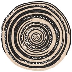 a black and white rug with circles in the center on a white background, isolated