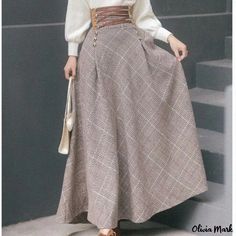 Olivia Mark - Regal Style Long Dress with Detachable Sash and High-Rise Hemline Plazo Pants, Skirts Pattern, Skirts Vintage, Plaid Material, Body Skirt, Women Bottoms, Checkered Skirt, Long Evening Gowns, Half Skirt