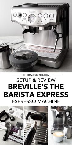 an espresso machine with the words breville's the barista express