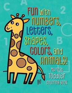 a giraffe with numbers, letters, shapes, and colors