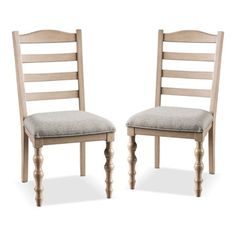 two wooden chairs side by side on a white background