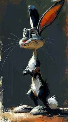 a painting of a rabbit standing on its hind legs