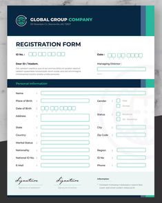 the registration form is shown in blue and green