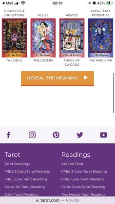 the tarot card game is available for free on iphone or ipad, and it's very easy to use