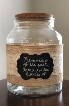 a glass jar with a chalkboard label on it