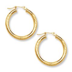 Etched with a diamond-cut Florentine pattern, these 14K yellow gold hoop earrings are an attractive addition to her attire. The earrings secure with hinged backs. Jewelry Advice, Jared The Galleria Of Jewelry, Kay Jewelers, Accessories Jewelry Earrings, Gold Hoops, Gold Hoop, Earring Backs, Gold Hoop Earrings, Cultured Pearls