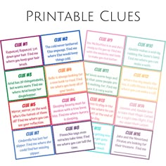 printable clue cards for kids to help them learn how to use their own words